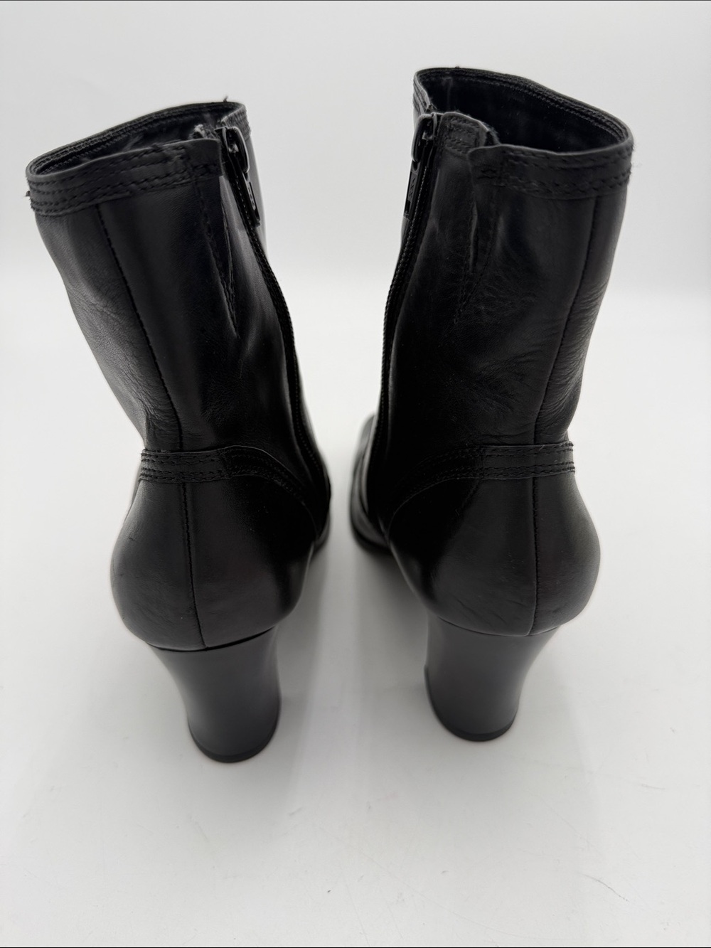 Style &co Black Leather Women Ankle Boots - Classic Square Toe women 8M Y2K fall - Picture 5 of 14